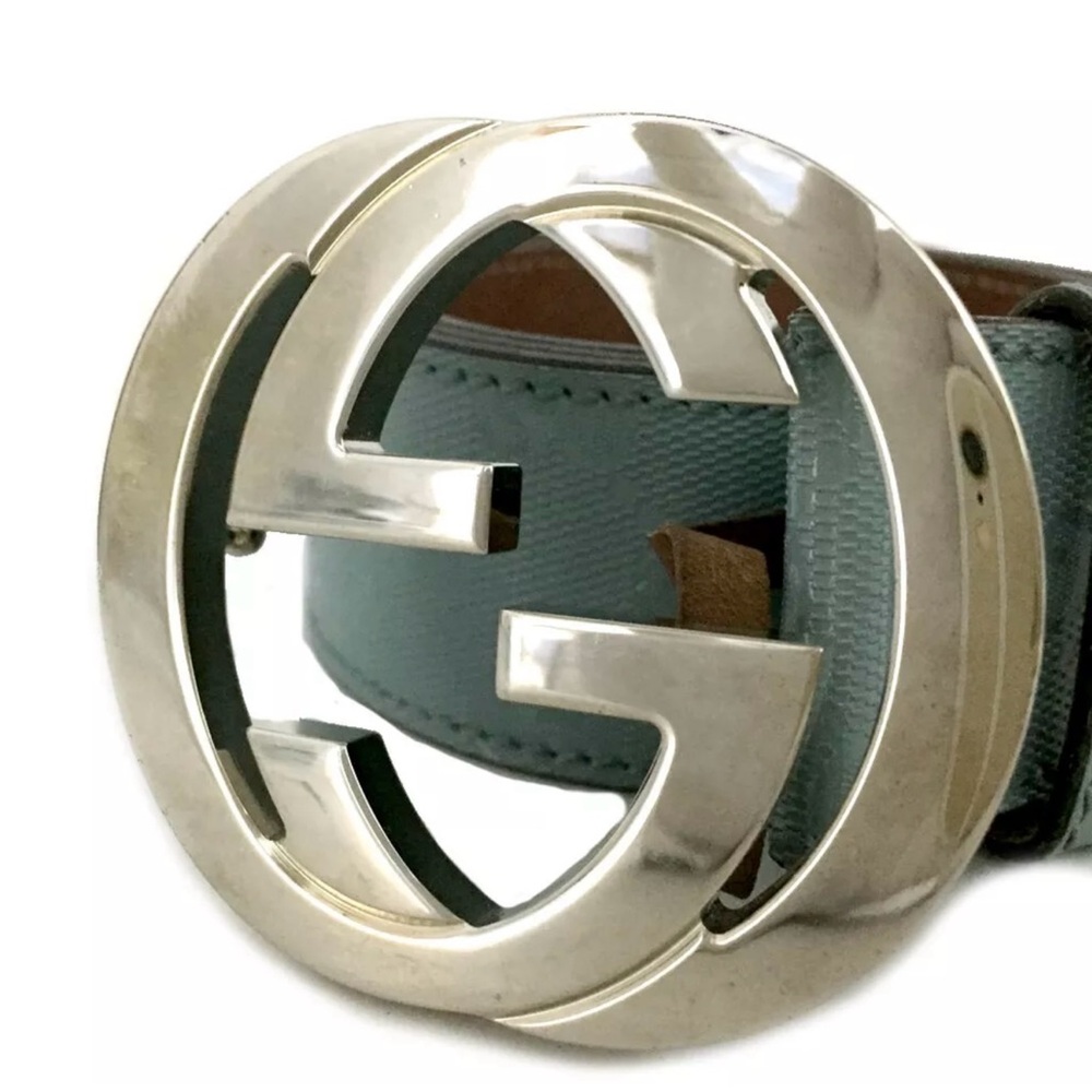 Sale - Gucci Interlocking Gg Supreme Ice Blue Belt 34 View 3
